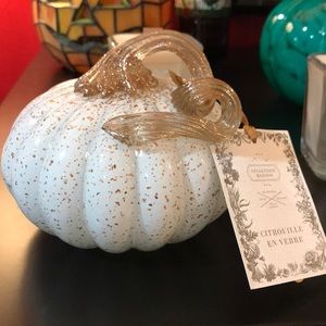 White and gold glass pumpkin